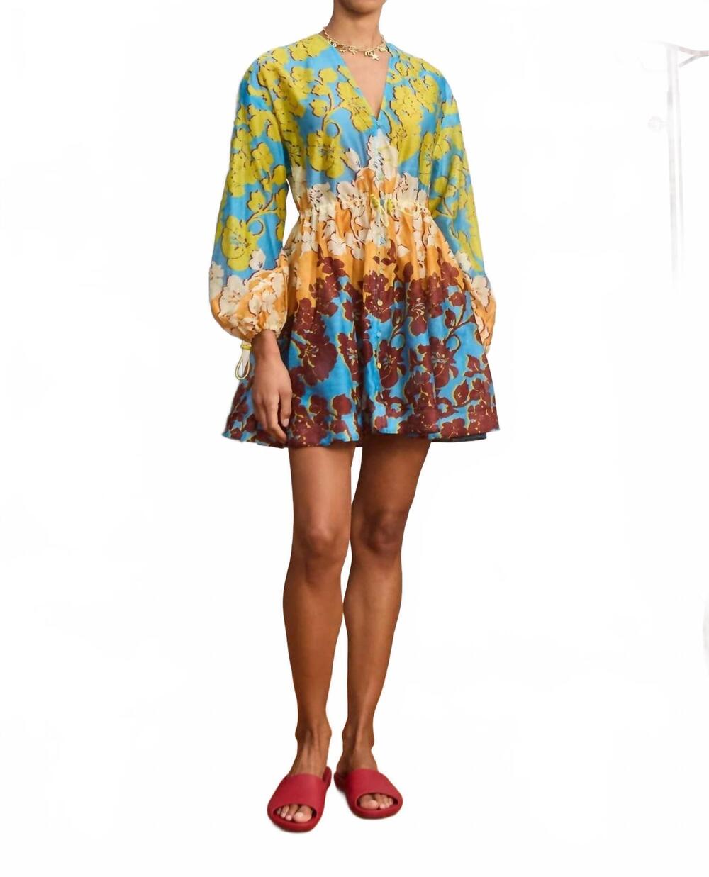 NEW ALEMAIS splice mini dress in cerulean